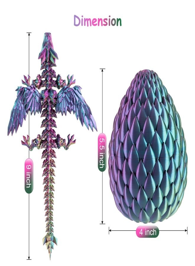 3D Printed Dragon - Articulated Crystal + Egg