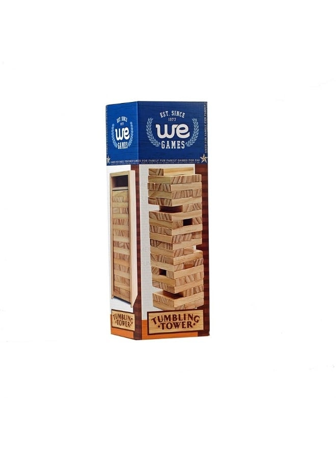 Tumble Tower - Wooden Block Stacking Party Game Includes Storage Case