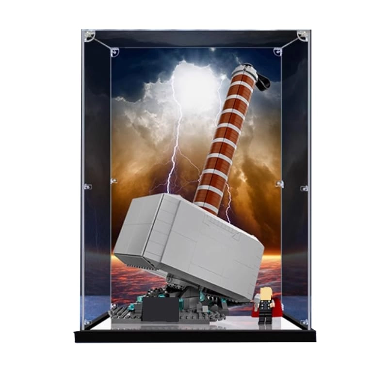 Clear Acrylic Display Case for 76209 - 13.77x13.77x21.65in. Mirror Bottom+background