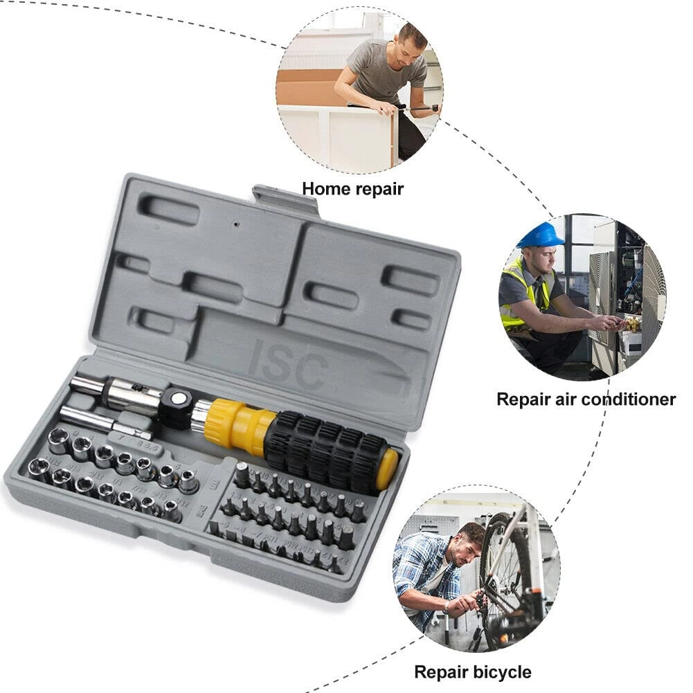 Mass Pro Drill Machine - 350W + TBar Socket Set + HSS Drill Set - 13Pc + Masonary Drill Set - 5Pc + Plier Combo - 8 Plier + Pistol Grip Drill + Power Hand Tool Kit - 41 Tools