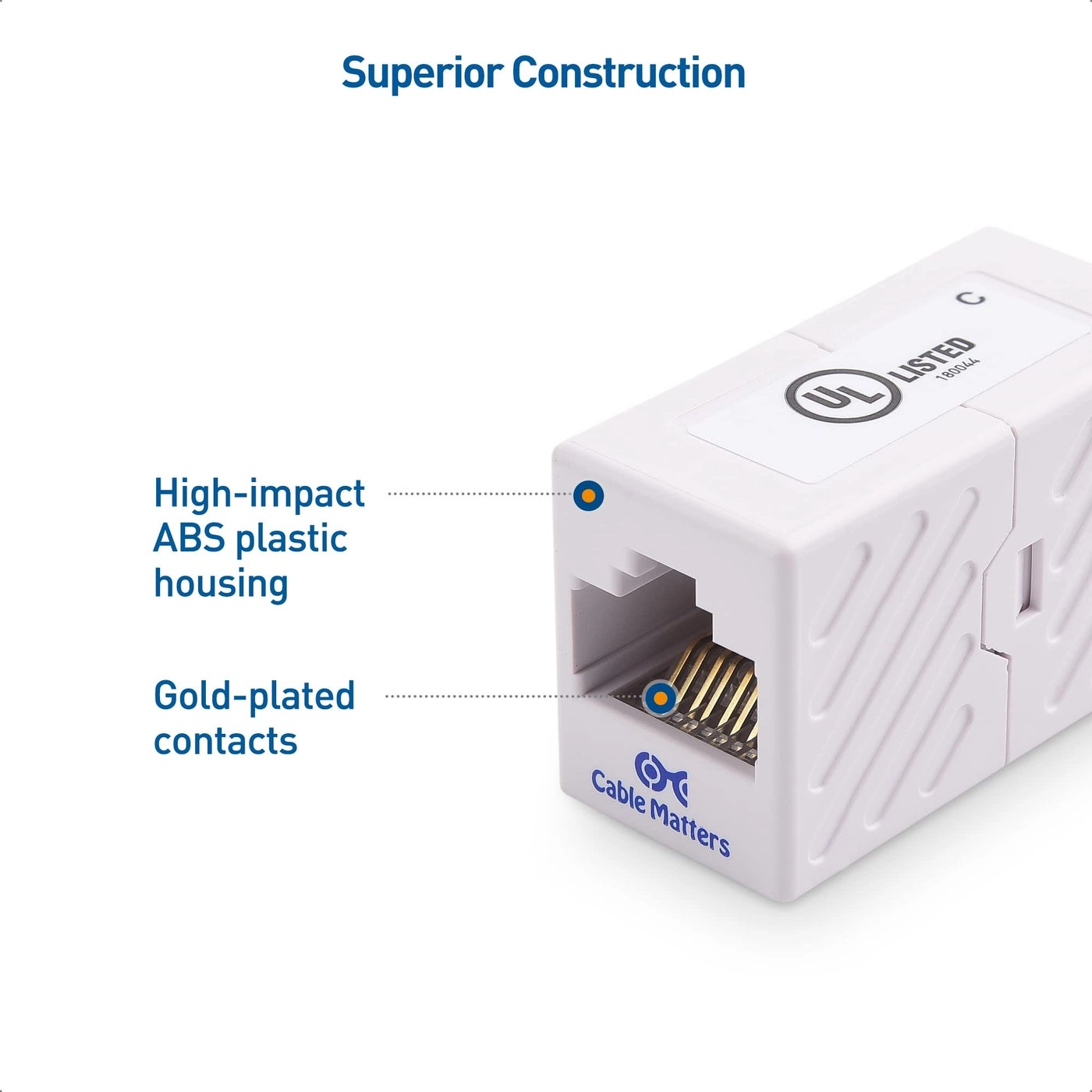 Cat 6 Ethernet Coupler - 5-Pack 10Gbps RJ45 Female to Female