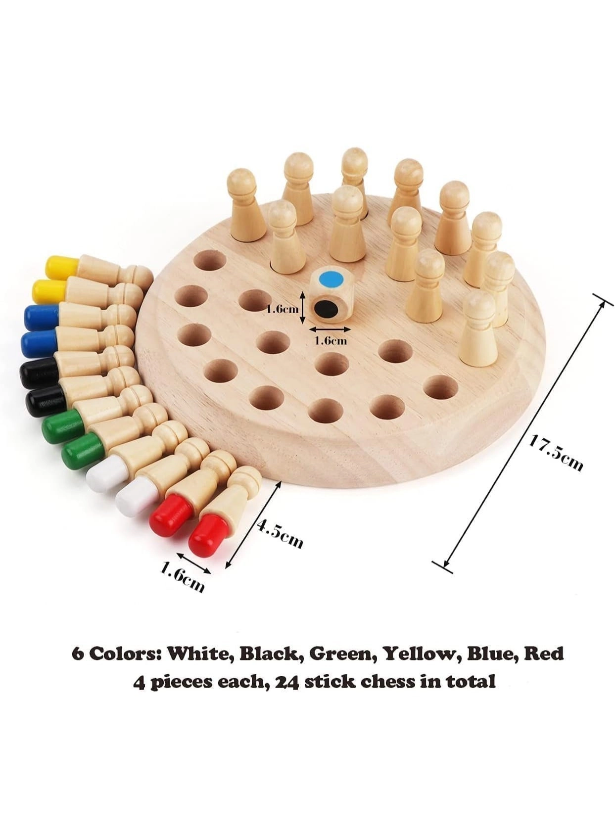 Wooden Memory Matchstick Chess Game - Fun Educational Brain Teaser for Kids