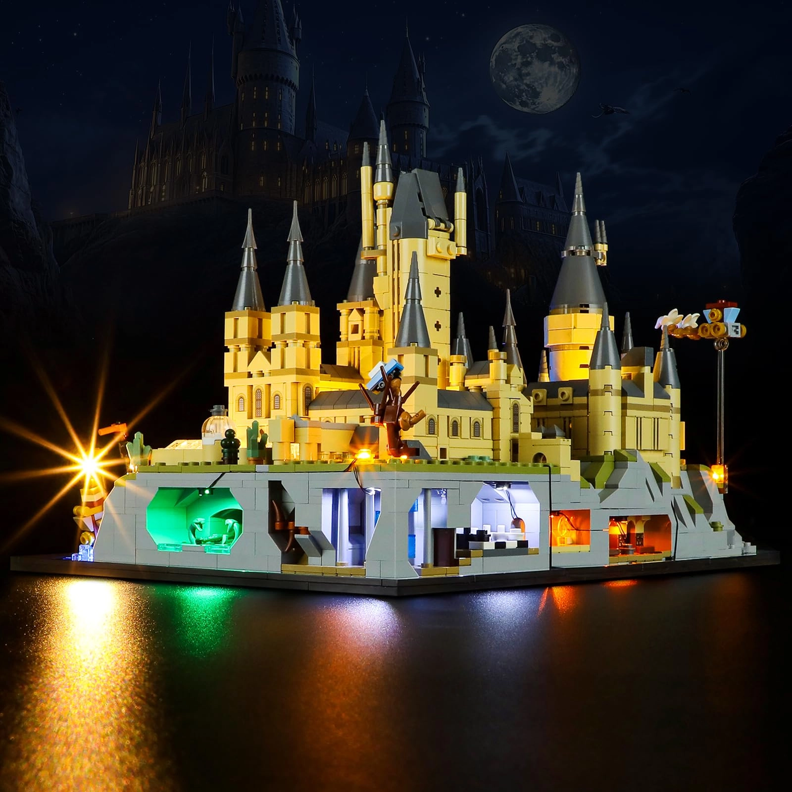 BOOZUU Light Kit for Lego-76419 Hogwarts Castle and Grounds - Warm White Battery Powered