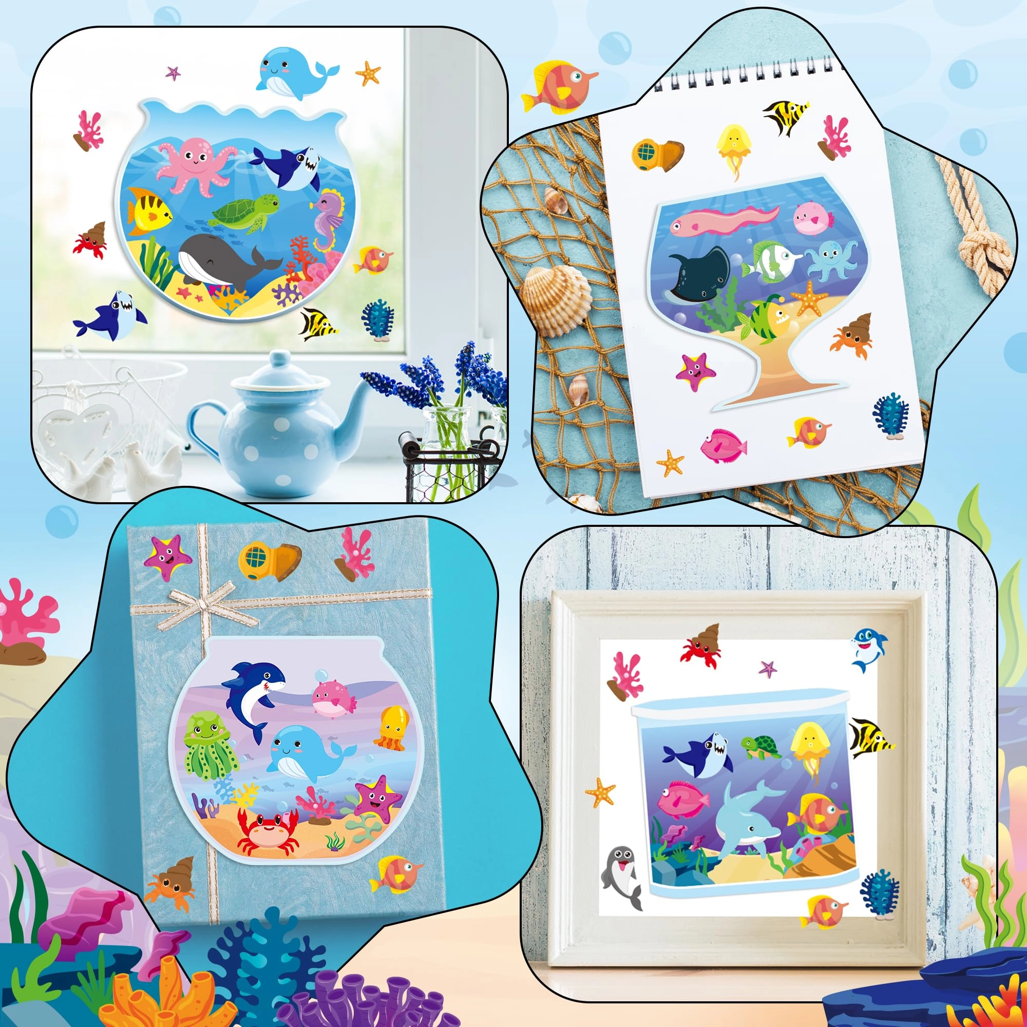Ocean Animal Sticker Book Make a Face 40 pcs