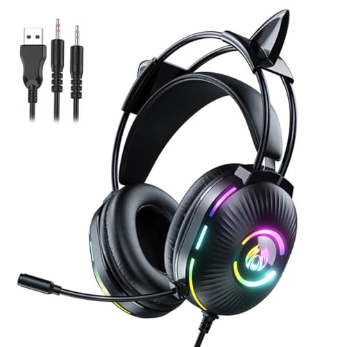 Gaming Headphones with Cat Ears Wired Headphone