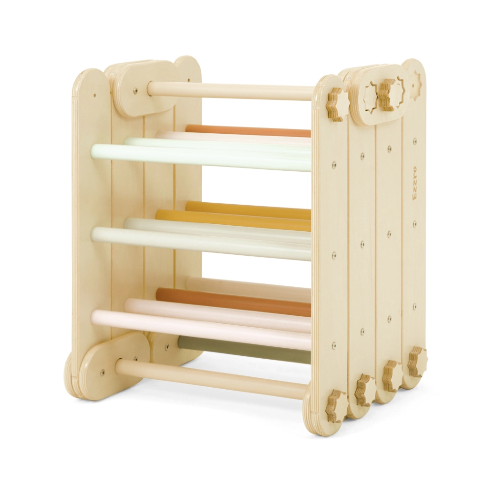 Pikler Triangle - Foldable Natural 80 x 90 x 102 cm + Reversible Ramp - 116 x 41 cm