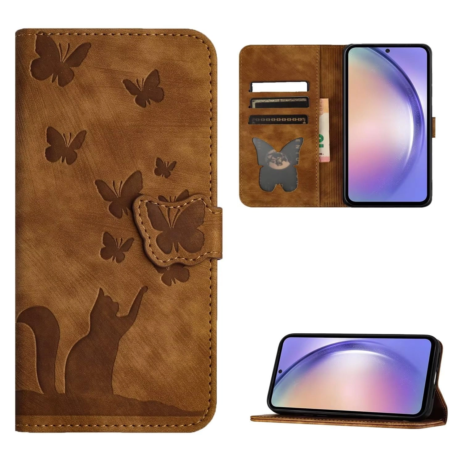 Tivenfezk Cute Cat Case Wallet Embossed Flip Cover for Xiaomi Redmi Note 9S