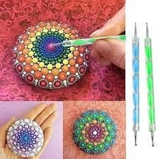 Mandala Dotting Tool + Acrylic Paint + Clay + Instruction Booklet - 100g 4pcs.