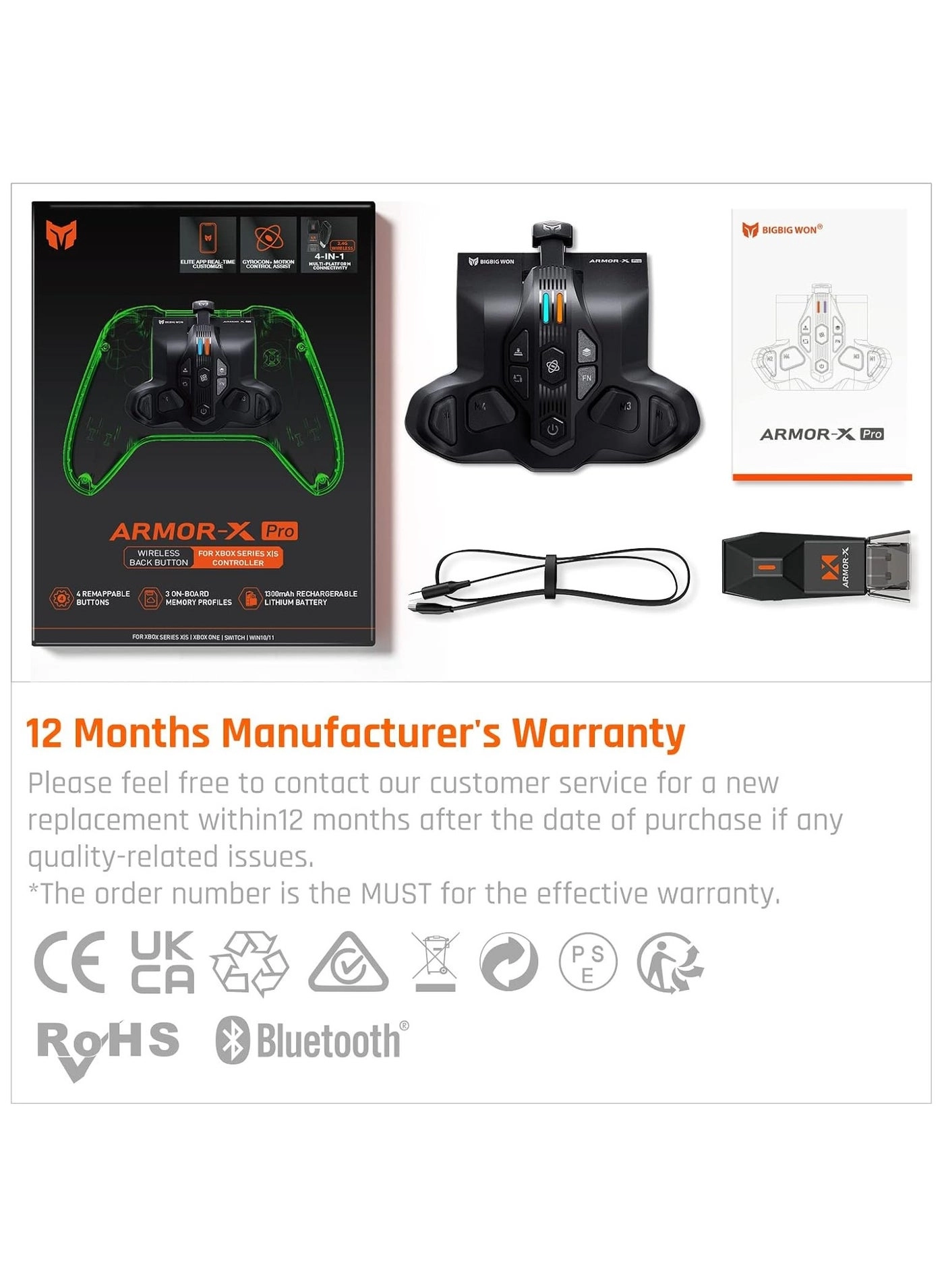 ARMOR-X Pro - Wireless Wired Xbox Series X|S Xbox One Switch Windows10&11