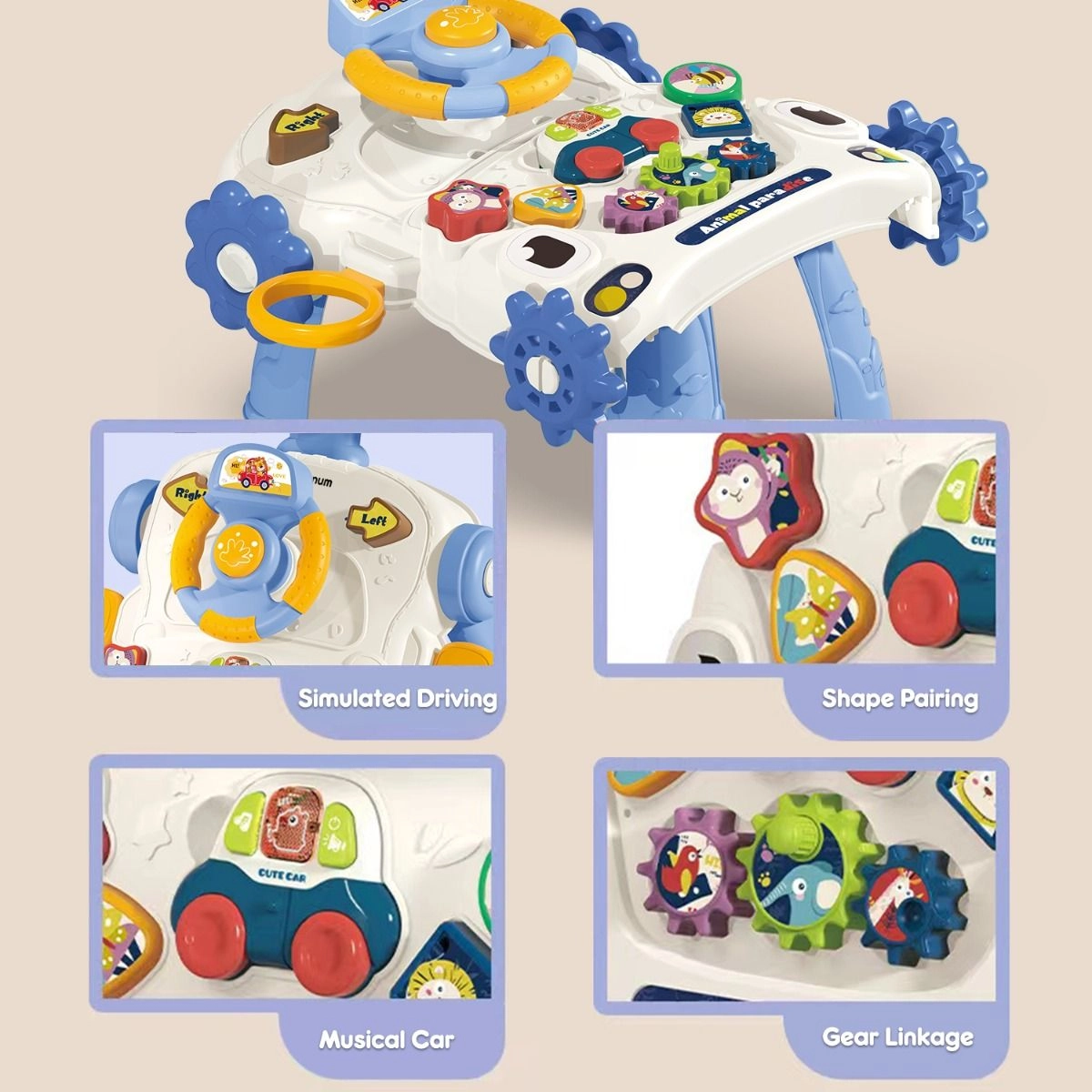 3-in-1 Baby Walker - Musical Keyboard Learning Table Mode