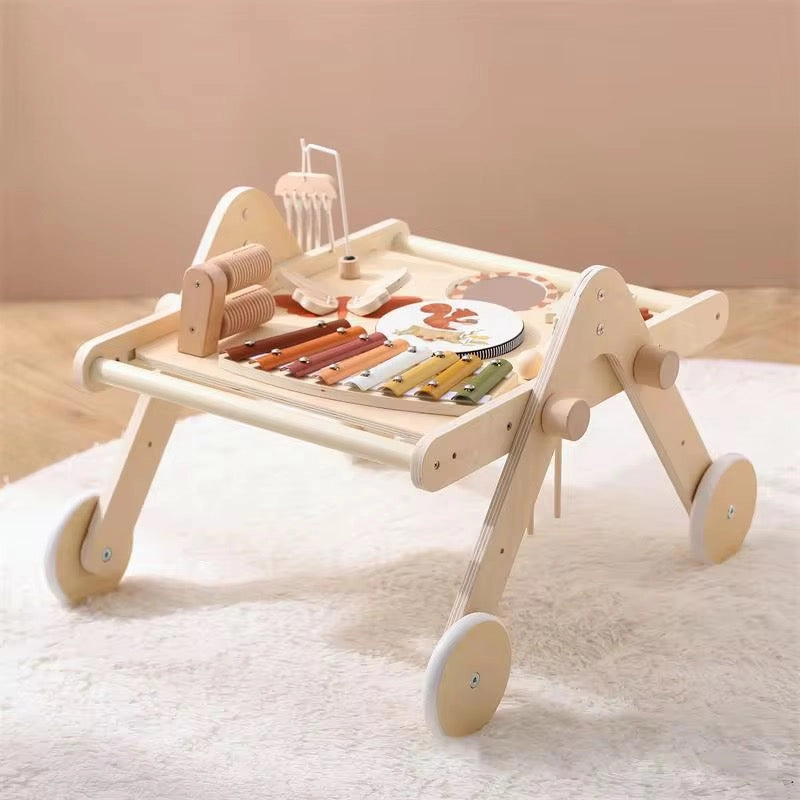 Wooden Baby Musical Activity Walker - 3-In-1 Multicolor