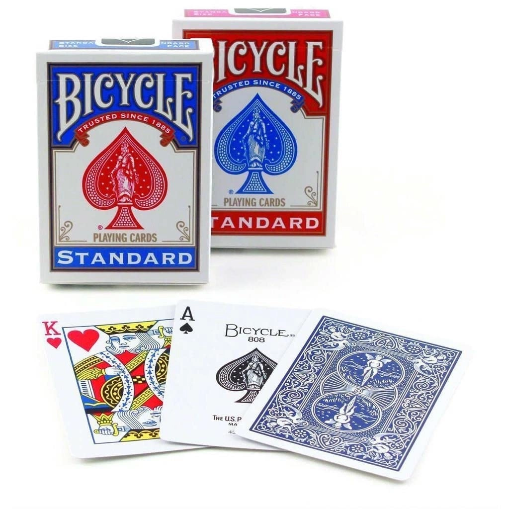 Bicycle Playing Cards - Standard Index Red/Blue/Black Mix + Angry Birds Space Blue Bird Backpack Clip