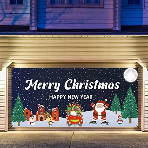 Blue Christmas Garage Door Decorations - Birthday Christmas New Year Party