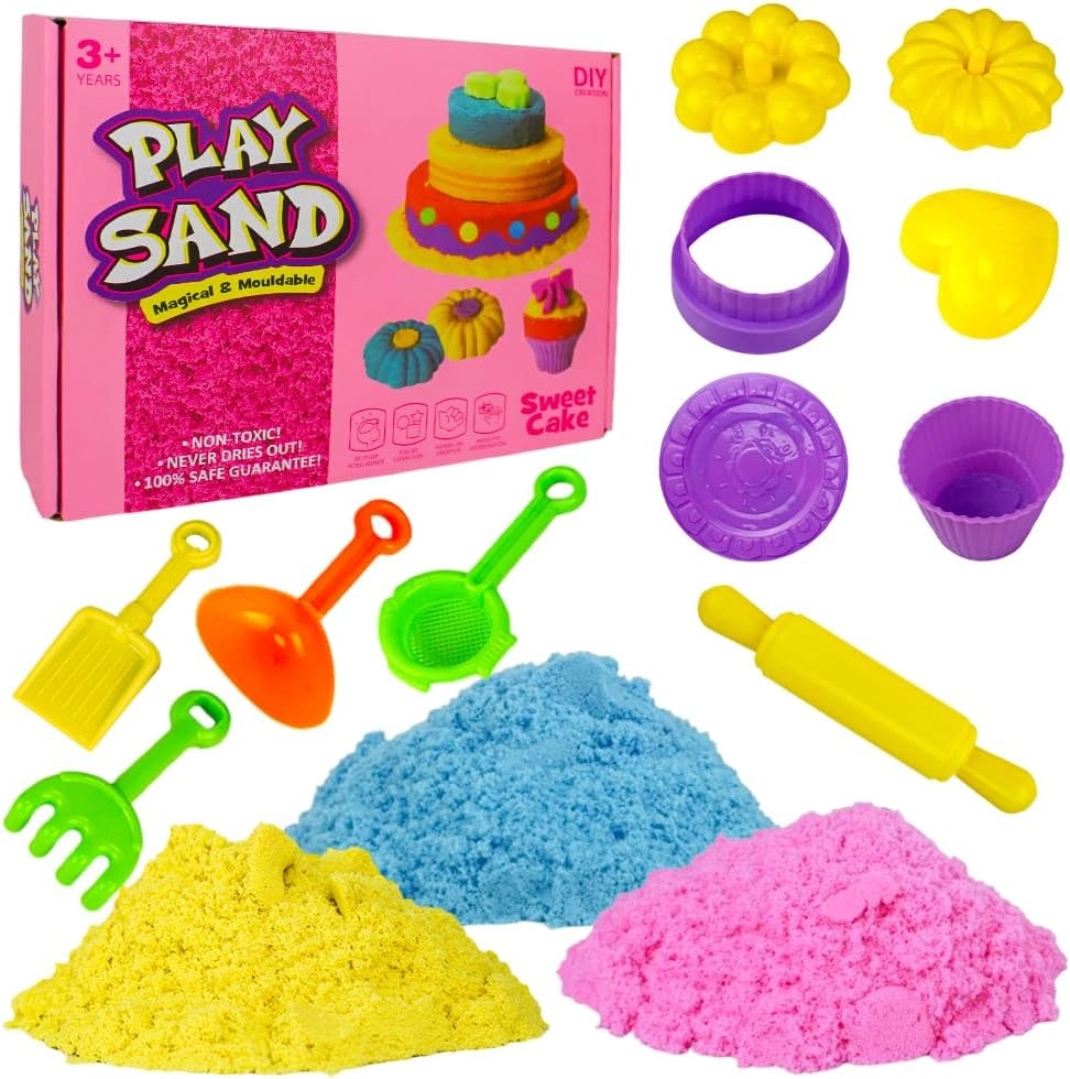 UKR Magical & Moldable Play Sand Set - 3 colors 250 g each 3D shapes