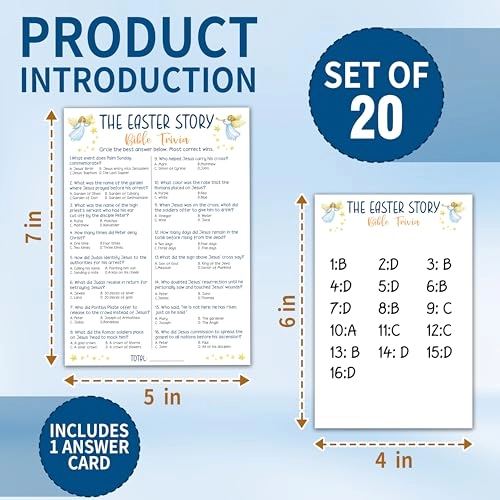 Easter Game Cards - 16 years and up 20 game cards & 1 answer card