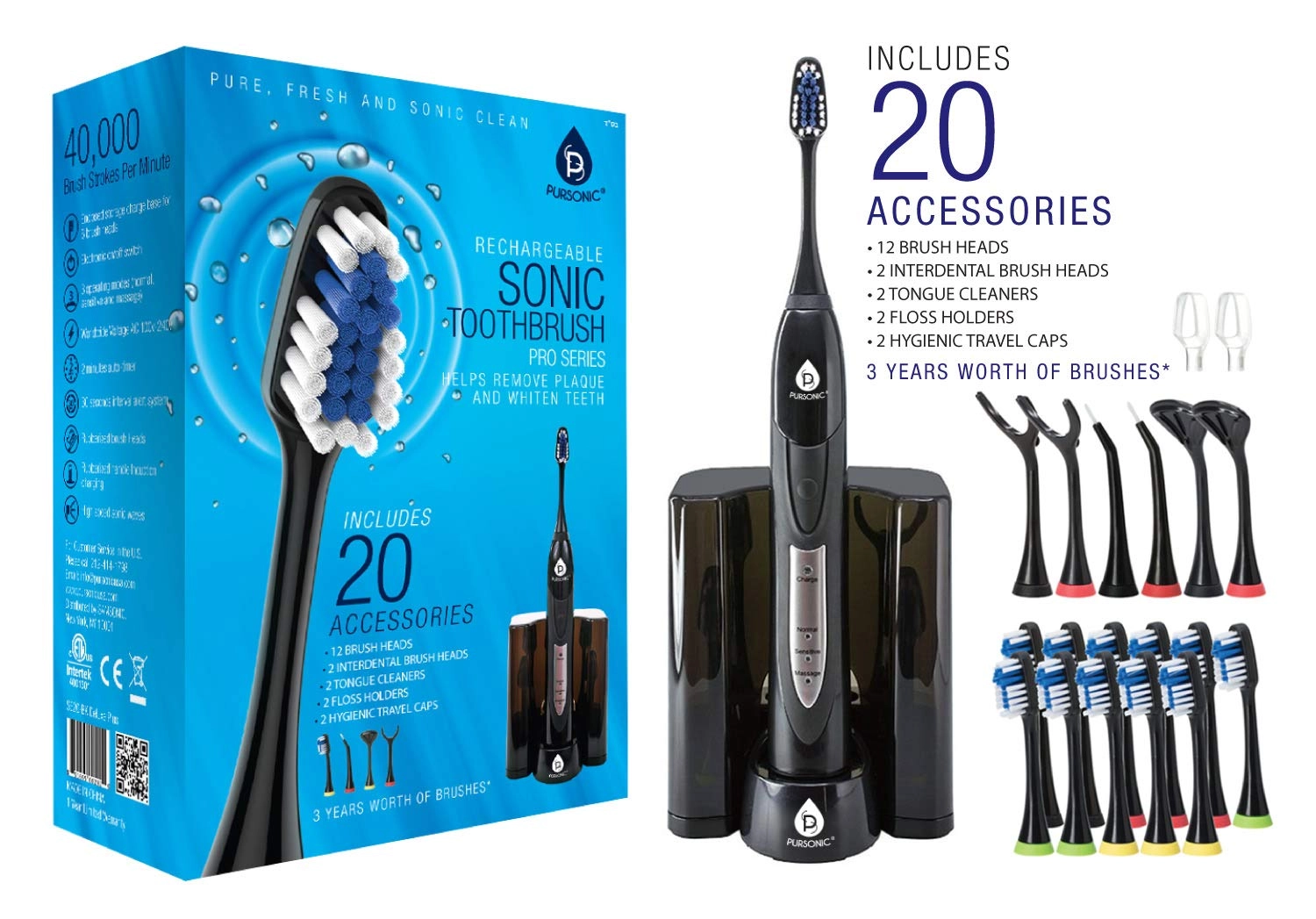 S520 - Black Dock Charger 12 Brush Heads Value Pack