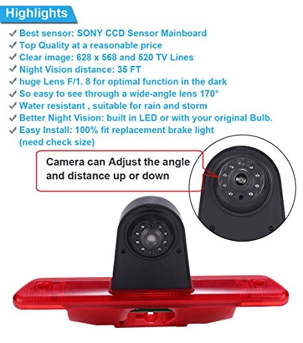 Brake Light Reversing Camera - Night Vision 1280 x 720 pixels