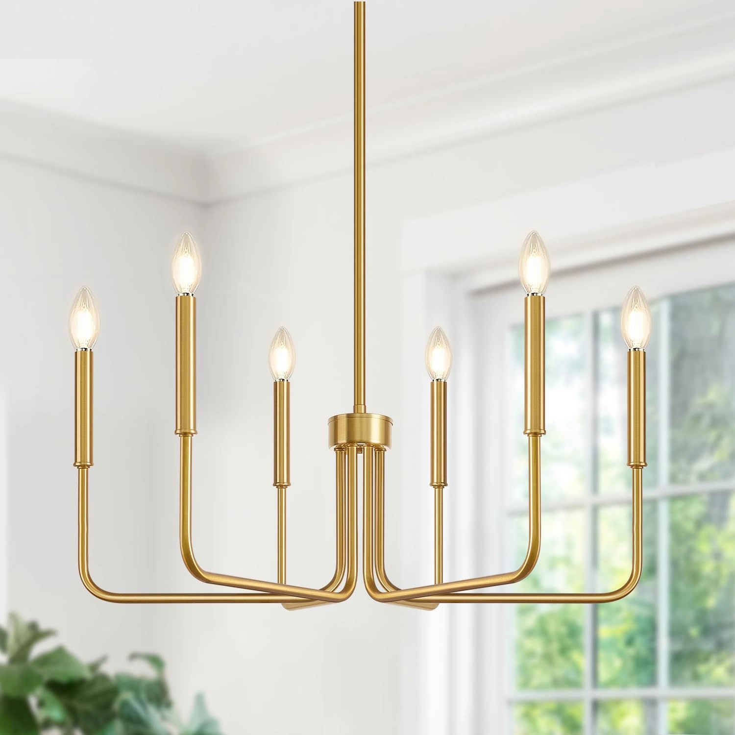 6-Light Farmhouse Chandelier - Black Indoor