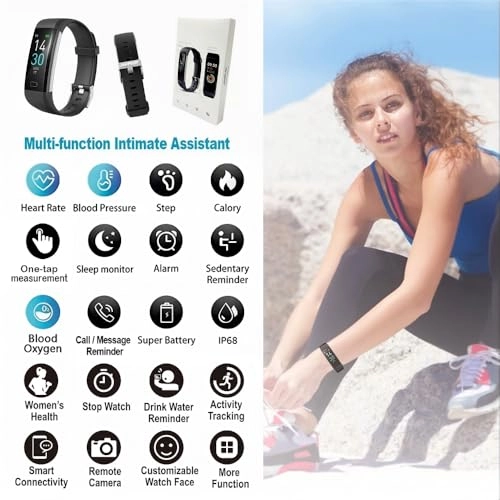 Fitness Tracker Smartwatch - Real-Time Blood Pressure Heart Rate SpO2