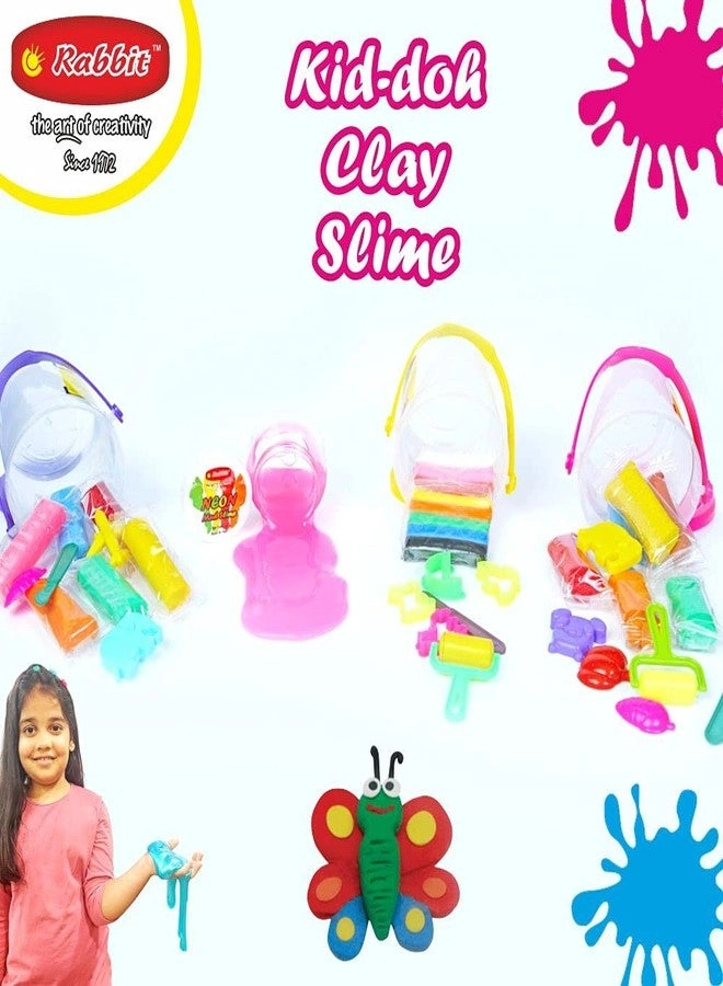 Dough Glitter + Fruit Scented + 8 Color Clay Bucket + Neon Slime 100g 3+ years