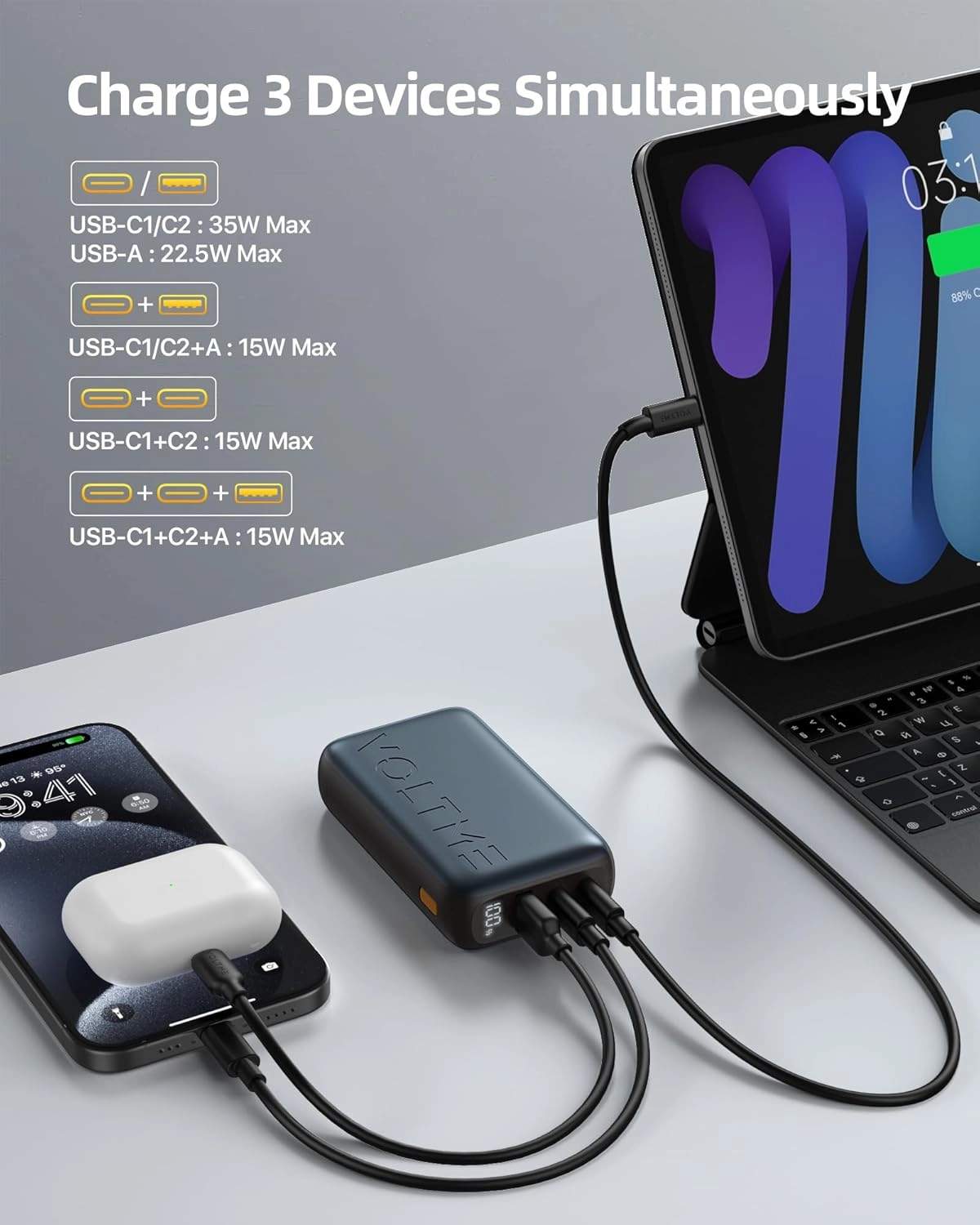 Hypercore 10K - 10000mAh 35W 1 USB-A 2 USB-C