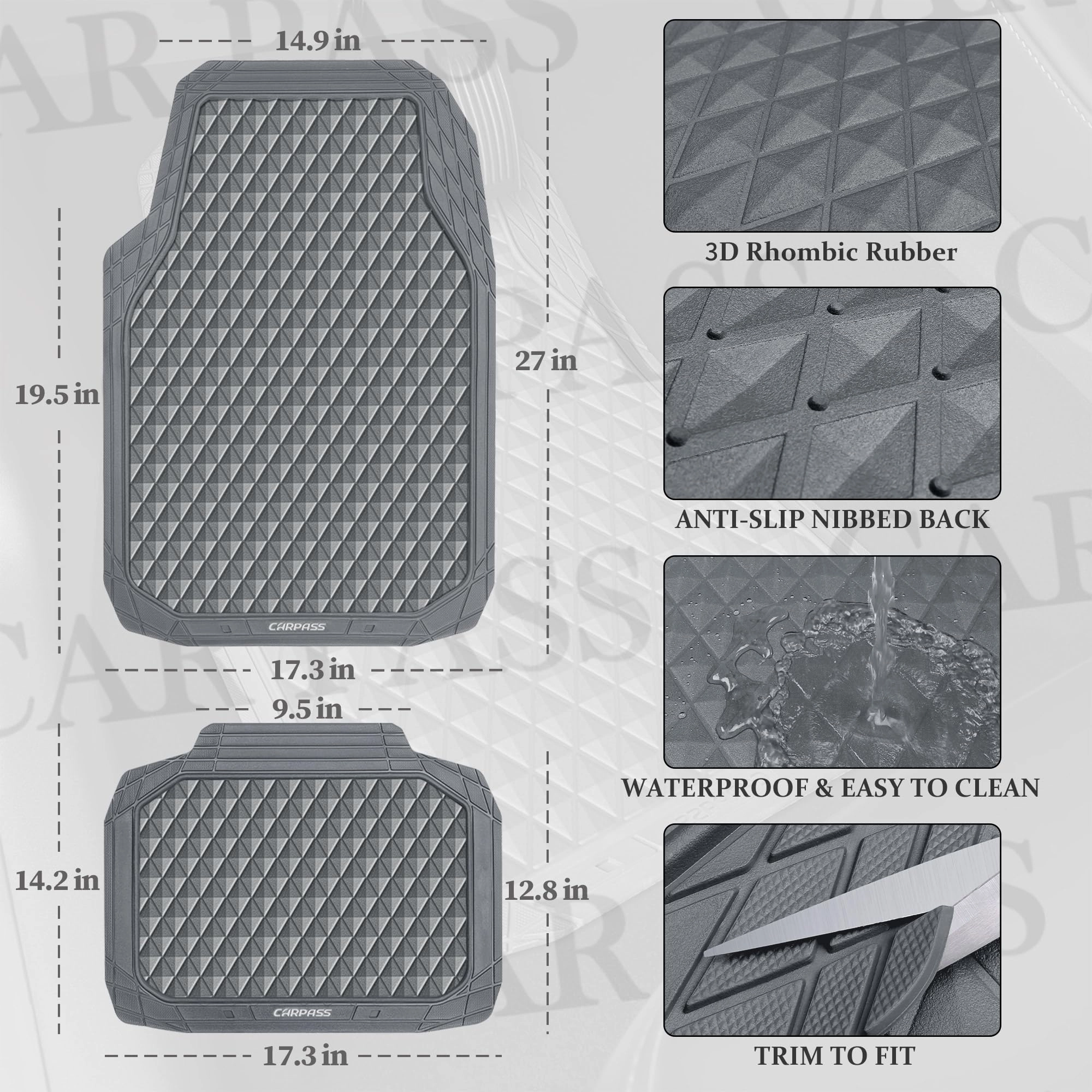 Floor Mats - Gray Rubber 4 Pcs