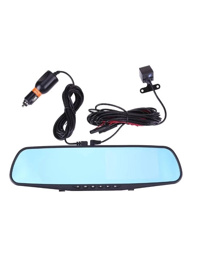 Dash Cam Rearview Mirror - 4.3 DVR Monitor Dual Camera G-Sensor