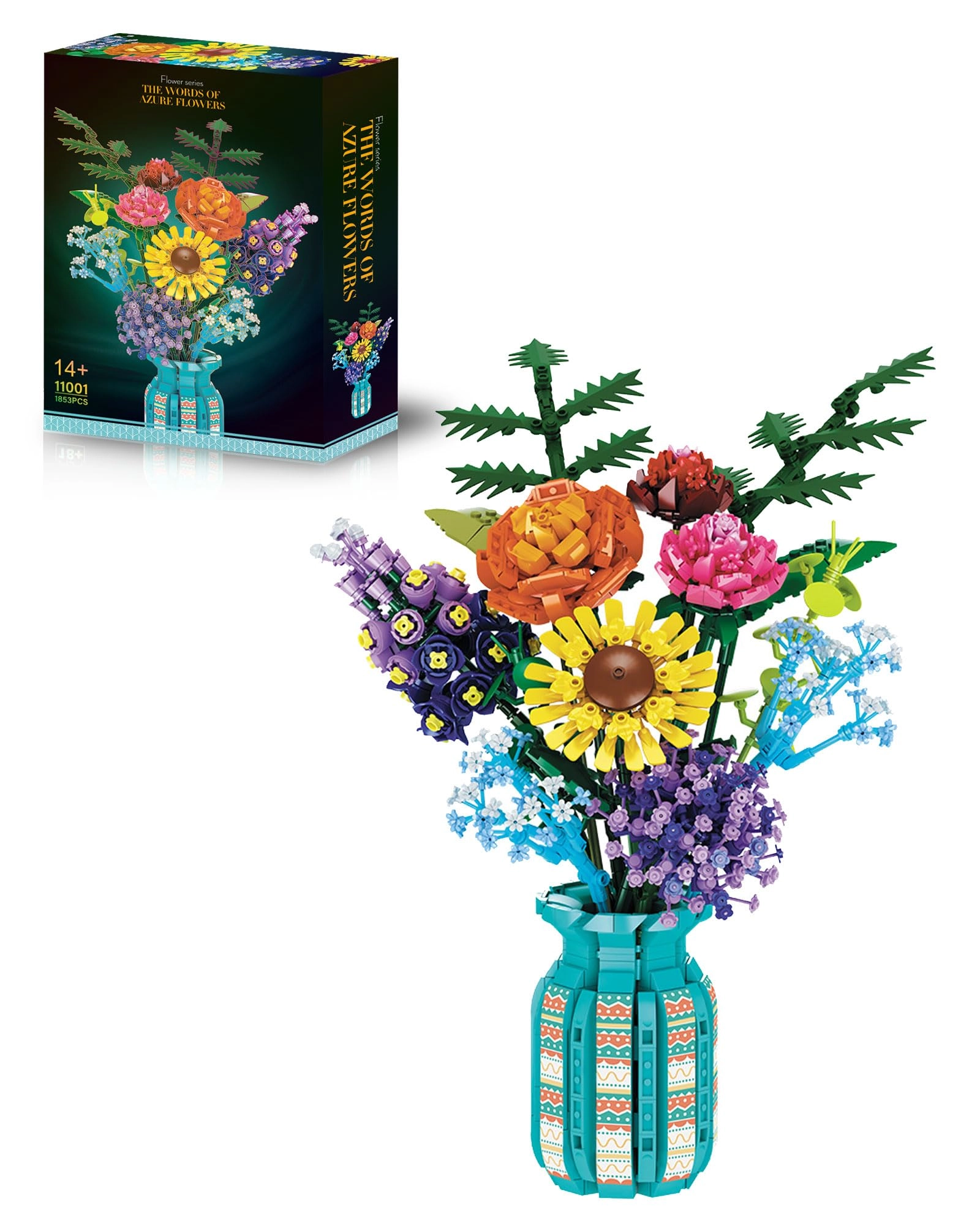 Bricxfy Flower Bouquet Building Blocks Set - Vase Artificial Flowers
