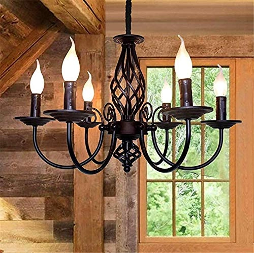 Rustic Chandelier - 6heads Black Brass