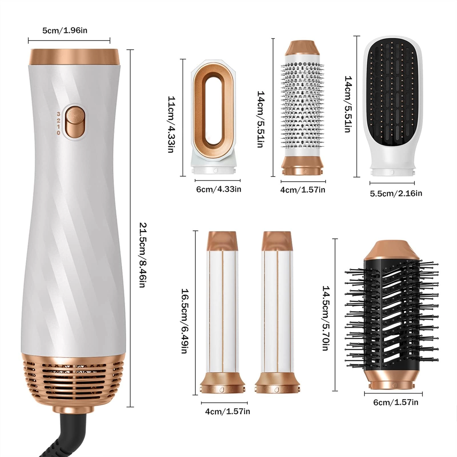 6 in 1 Hair Dryer Brush - 700 watts Gold