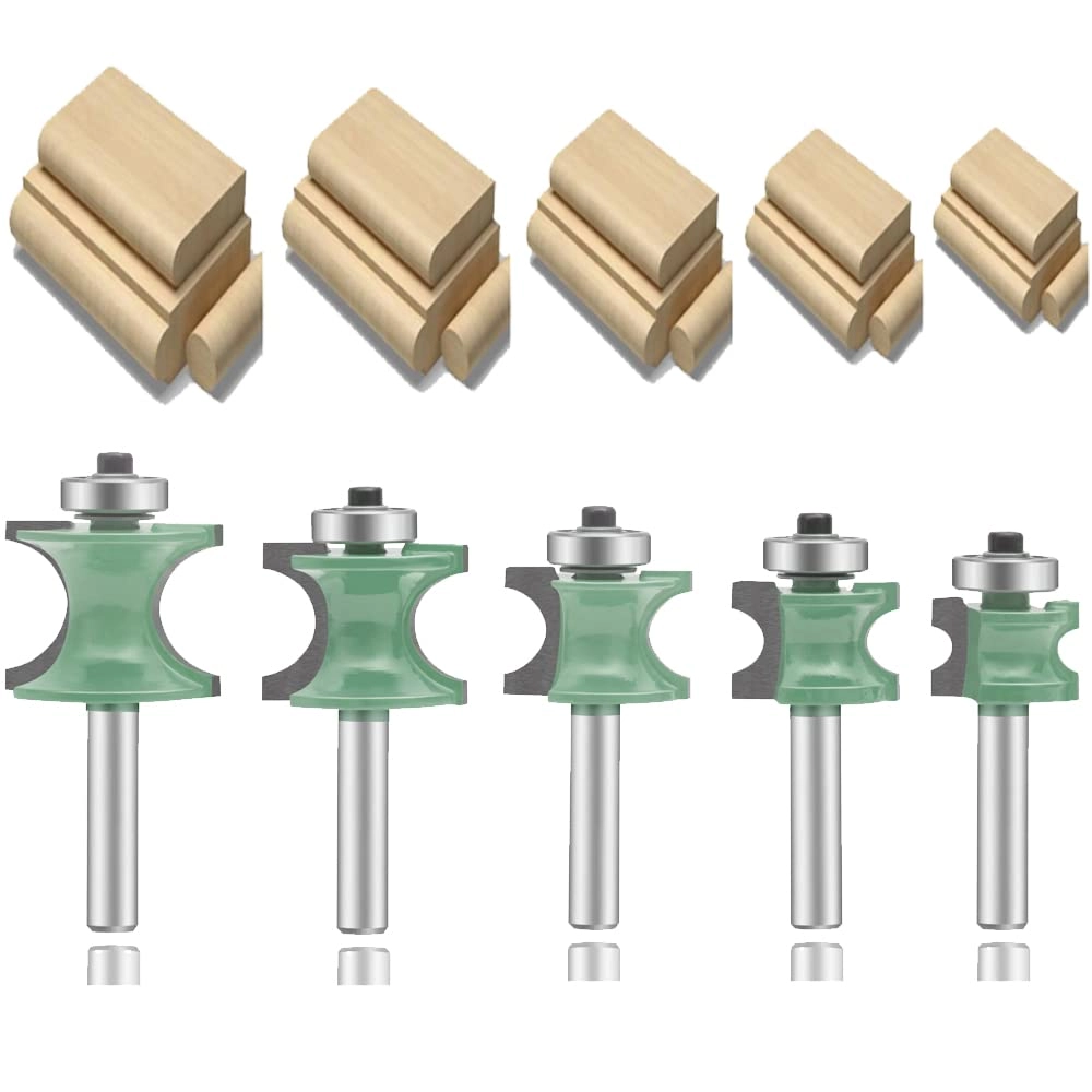 LEATBUY-TECH Molding Router Bit Set - 1/4-Inch Shank 5 PCS
