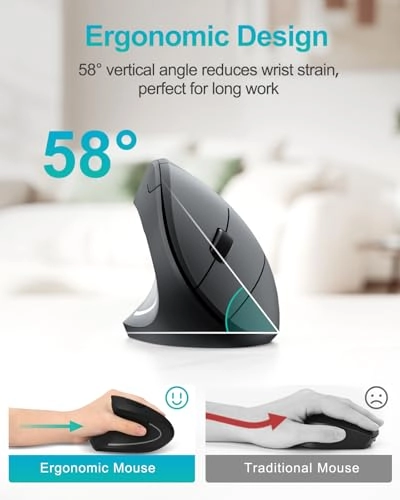 Left Handed Ergonomic Vertical Mouse - Wireless