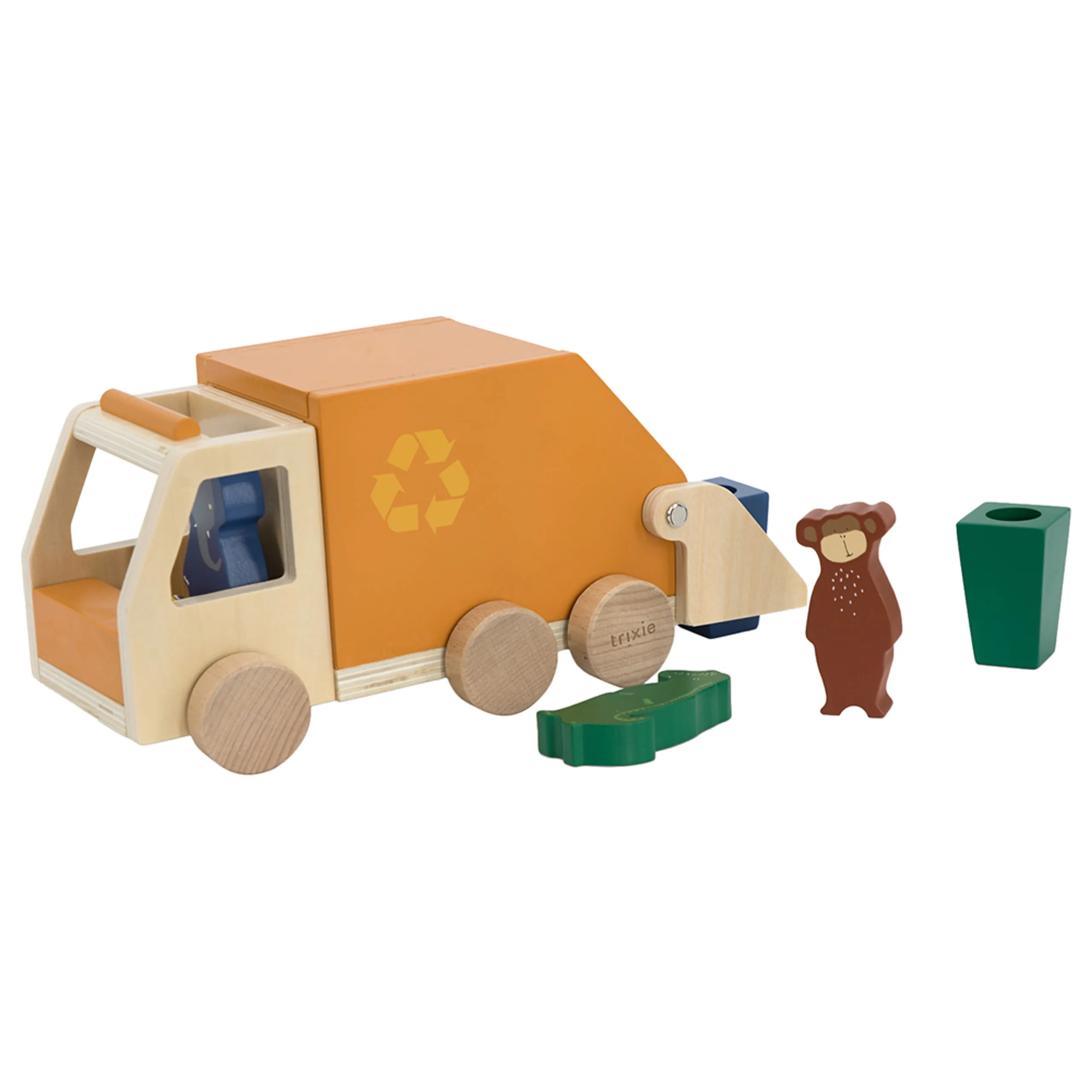 TRIXIE Wooden Garbage Truck - Orange FSC-certified