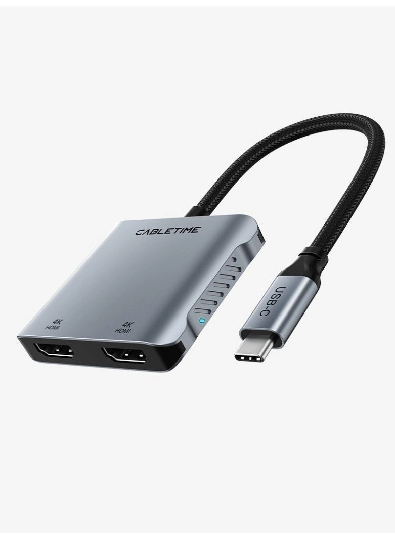 Cabletime USB C to DUAL HDMI HUB - 4K60Hz MST PD 100W