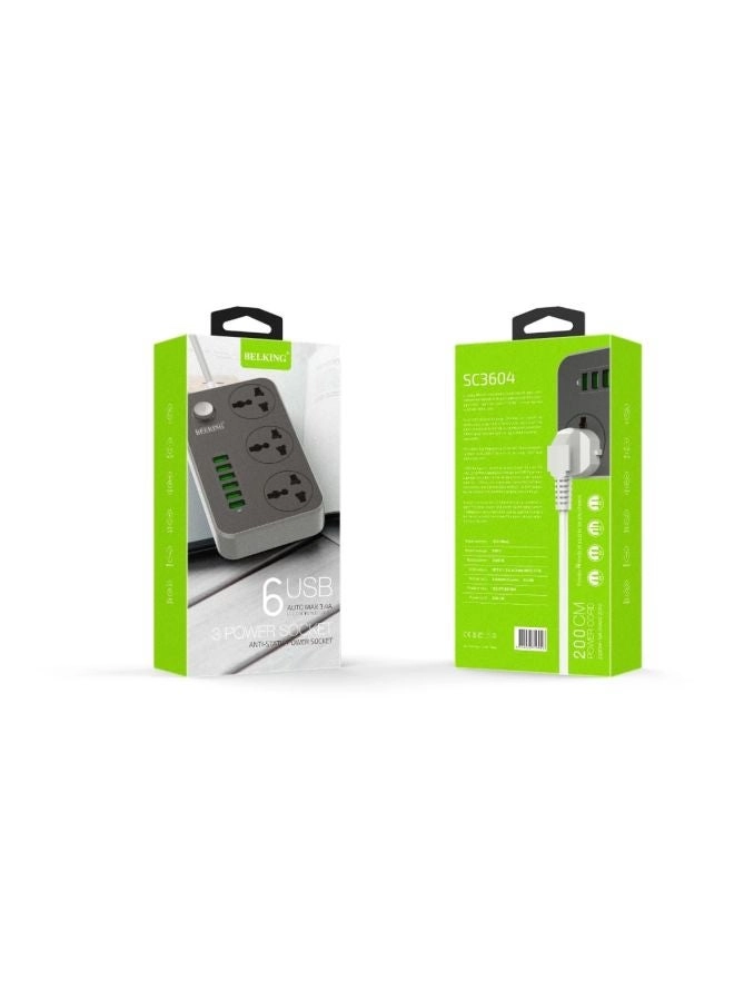 SC3604 - 6 Port USB Black/Grey