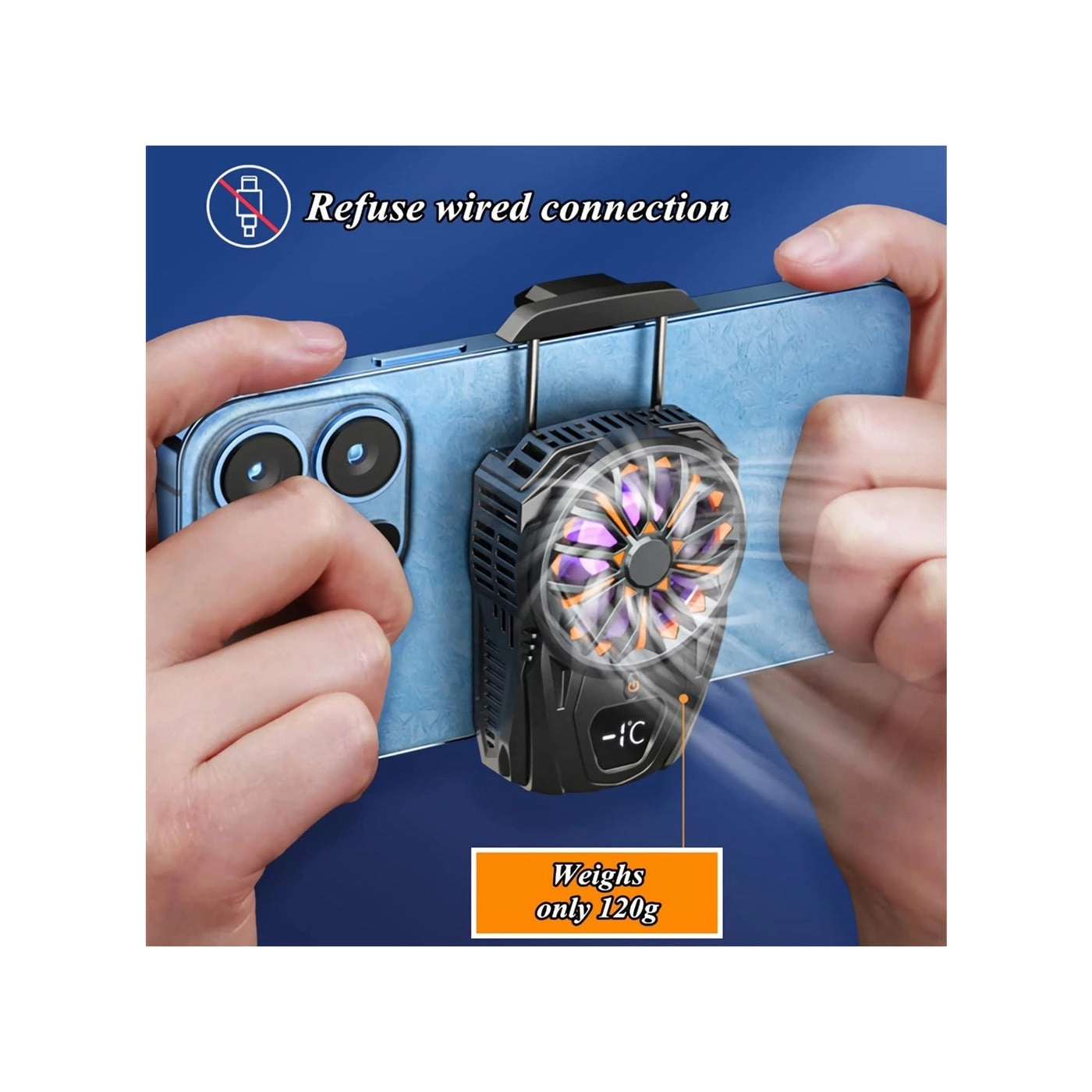 Phone Cooler - Cooling Fan LED Display USB Powered