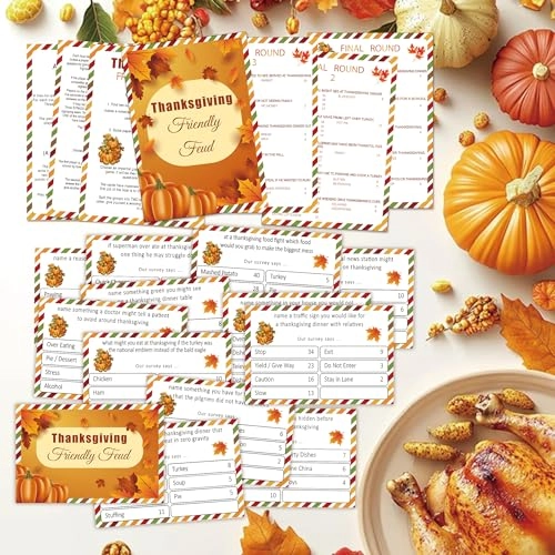 Thanksgiving Feud Quiz - 3 instruction cards 3 final cards 12 preliminary cards 15+
