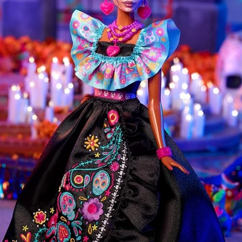 Signature Doll Día De Muertos Collectable Figure - Black Dress Embroidery Print Ages 6+