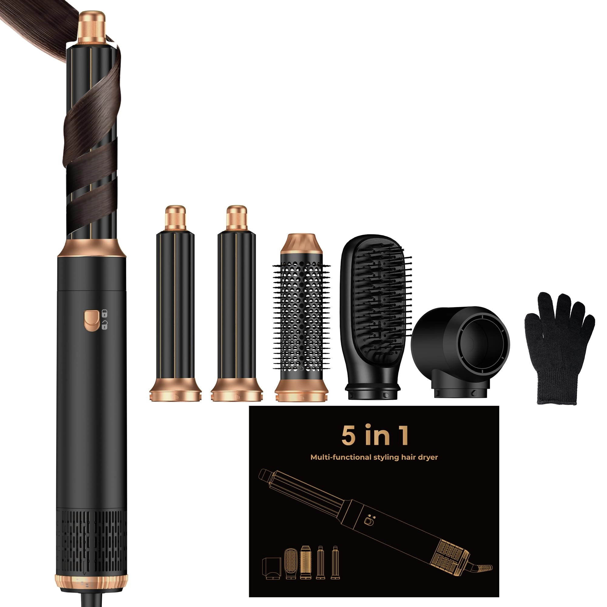 5 in 1 Hair Dryer Brush Set - Gold 700 watts