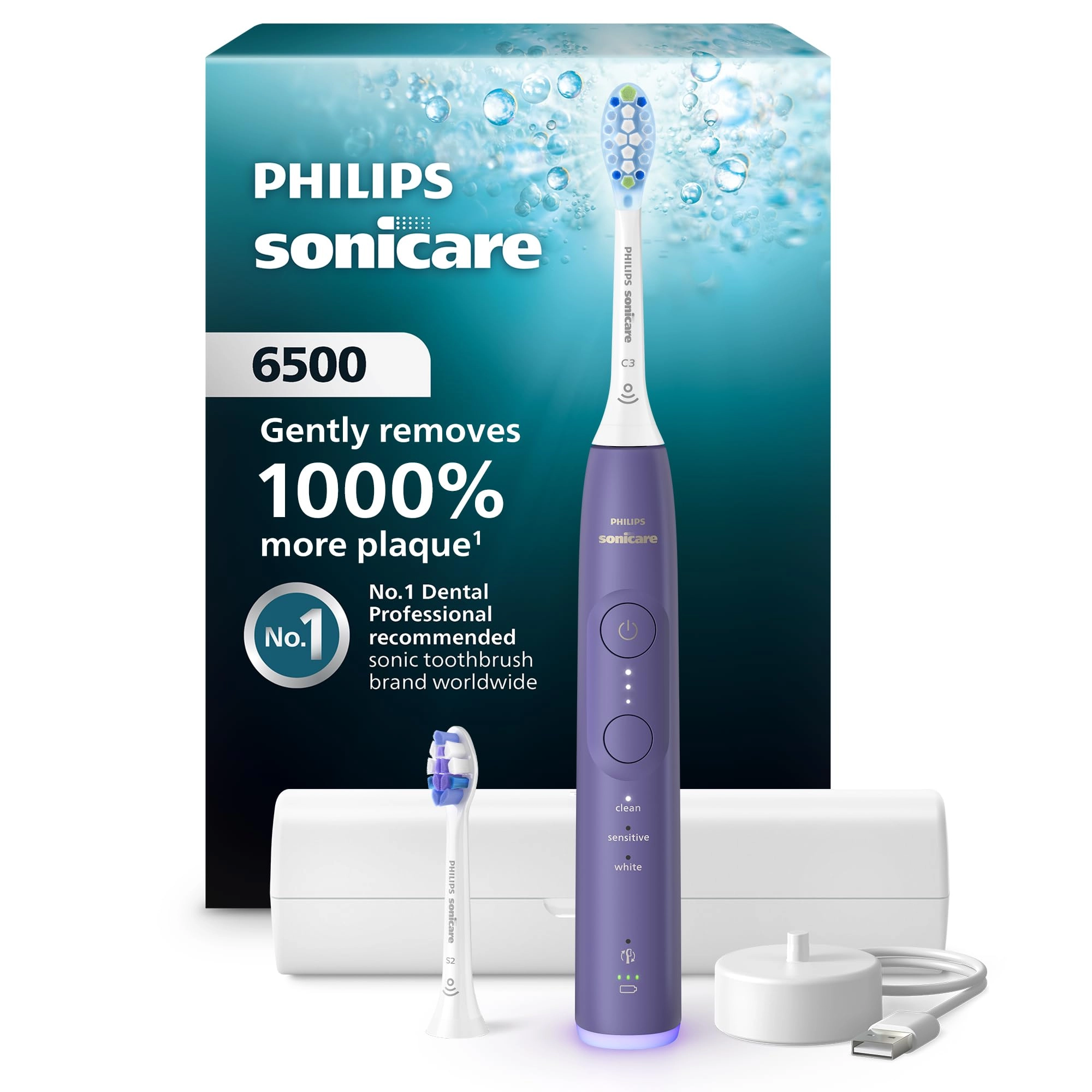 Philips Sonicare 6500 Series - 9 Brushing Settings 21-day Runtime Purple