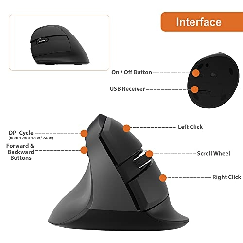 V628ML Left Hand Ergonomic Vertical Mouse - Wireless