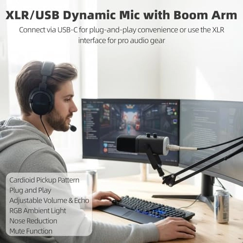 Dynamic Streaming USB Microphone USB+Wireless Microphone