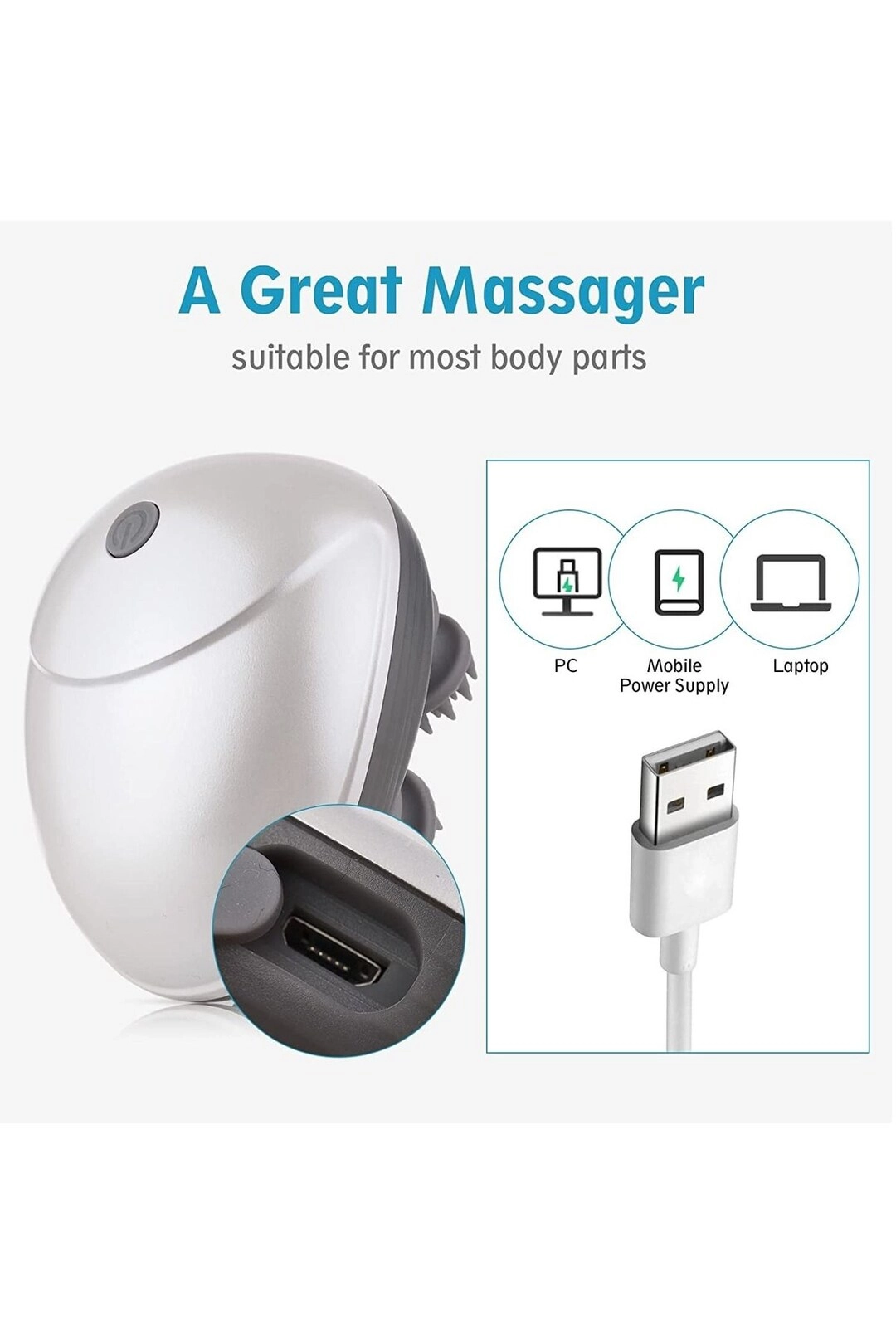 Electric Scalp Massager - Waterproof Handheld 4 Massage Heads