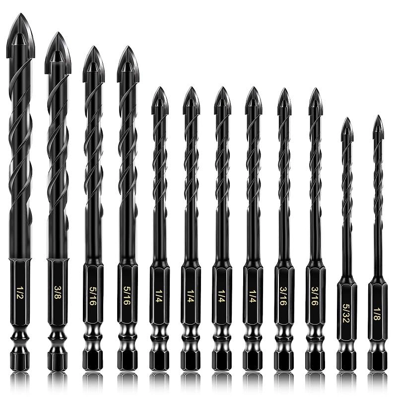 Serplex Masonry Drill Bit Set - Tungsten Steel 12pcs 1/8 to 1/2 inch
