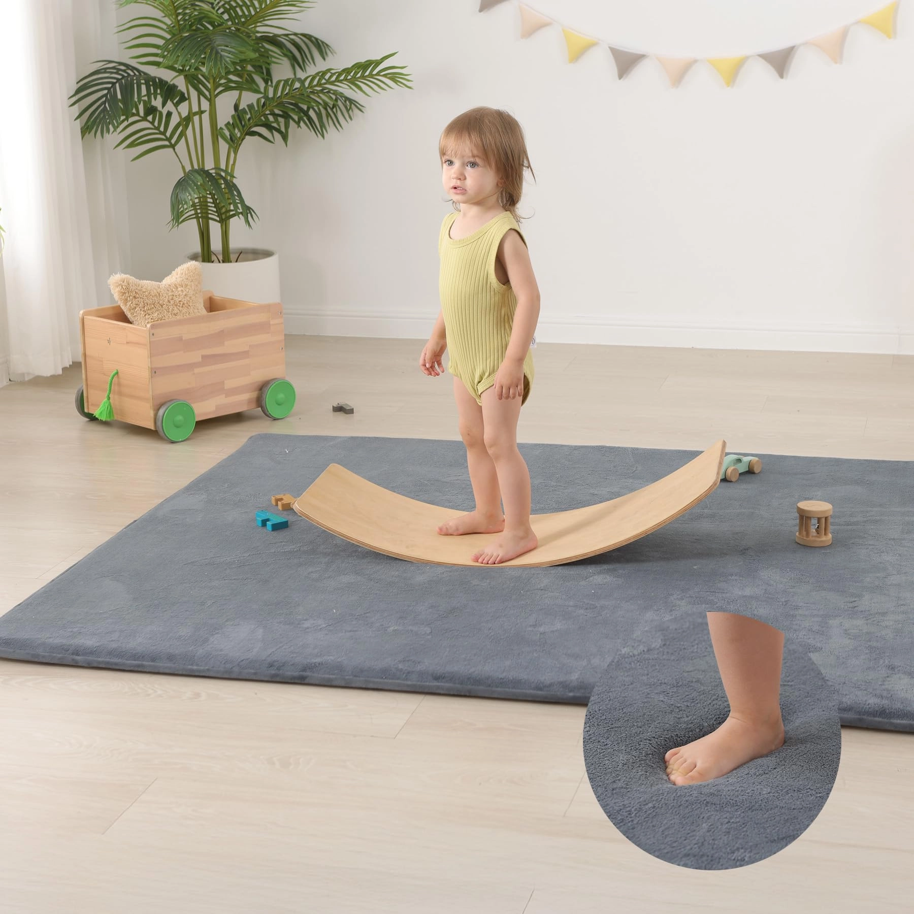 Baby Play Mat - 59"×71" 1.3" Thick Light Grey