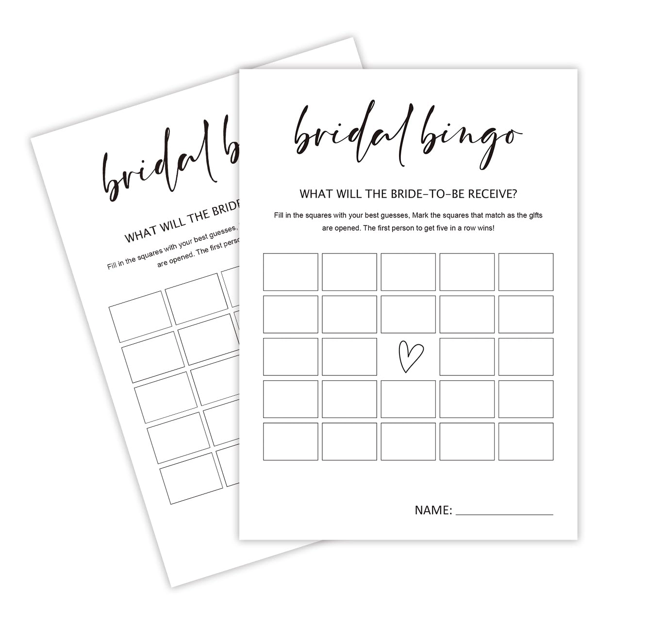 stizak Bridal Shower Game Cards - Bridal Bingo 5 x 7 Inches