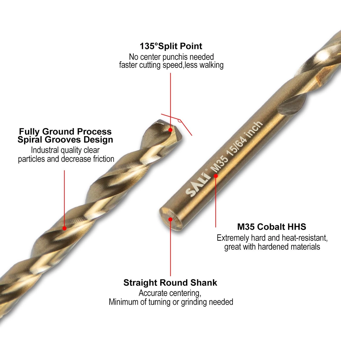 Drill Bit Set - M35 Cobalt 10Pcs 15/64"