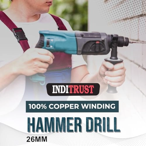 Electric Hammer Reversible Drill - 1250W 26mm 3Pc SDS Bit