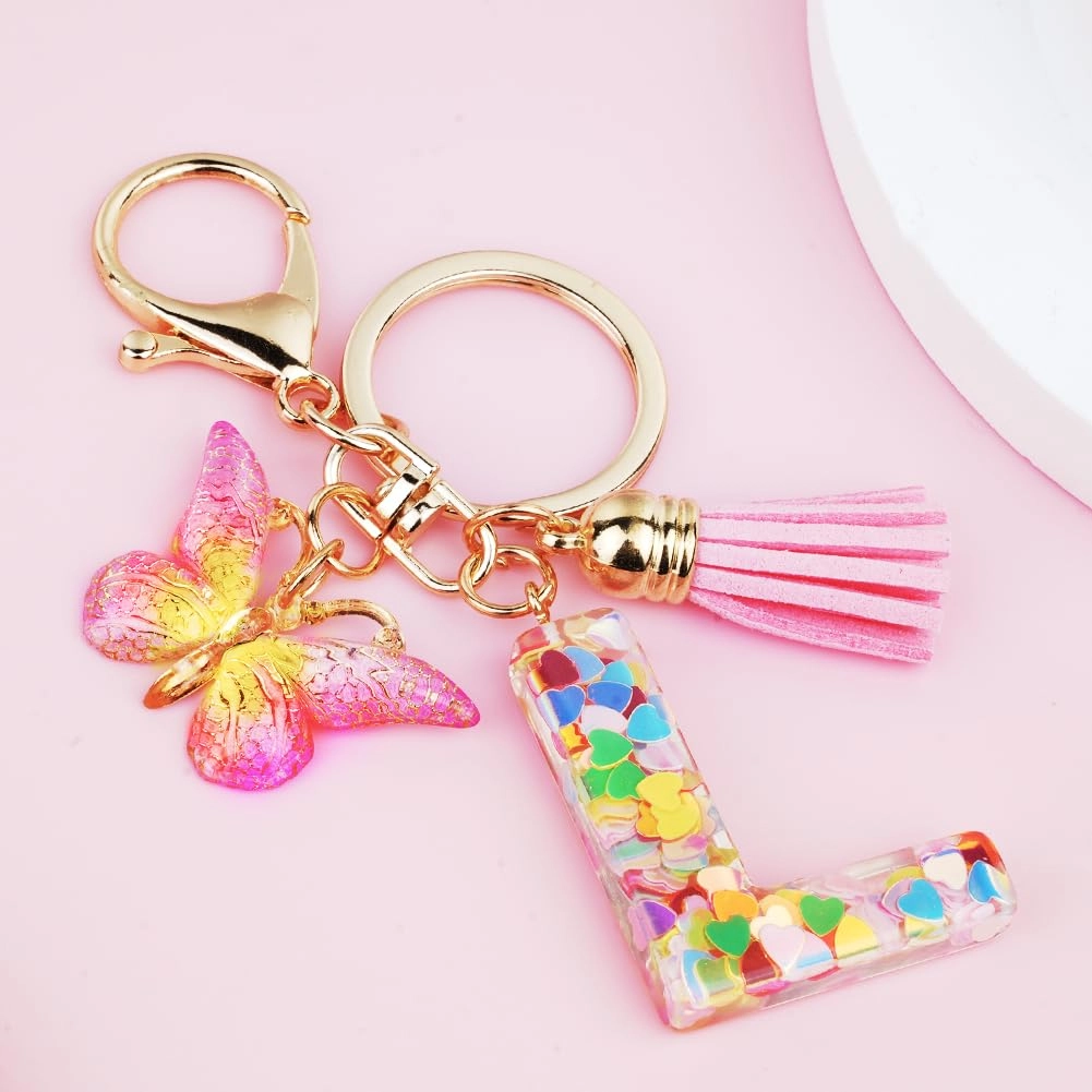 Initial Letter Keychain - Butterfly