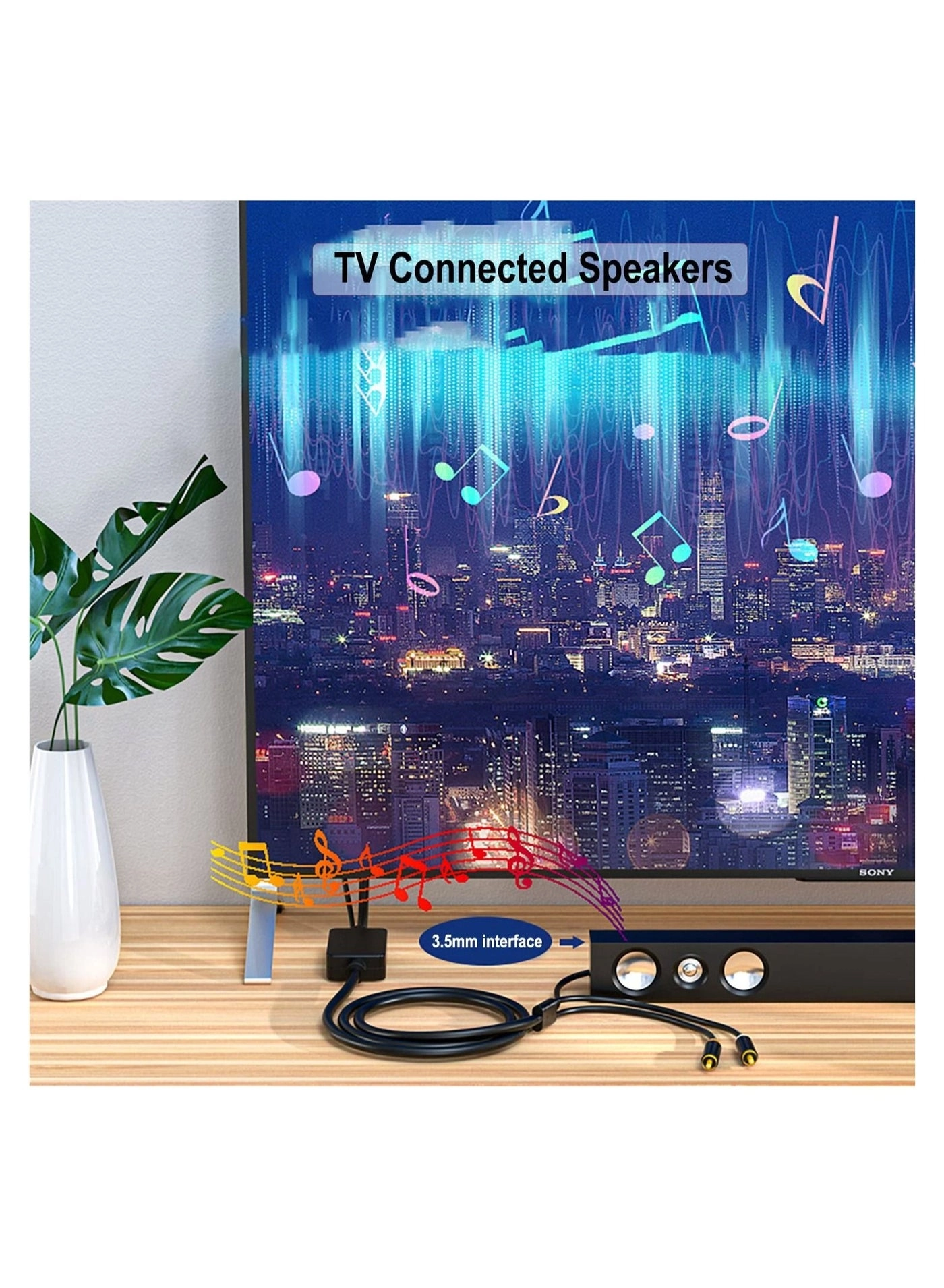 Digital Fiber Optical to Analog 2RCA +3.5mm Jack Stereo Audio Cable - 3 meters